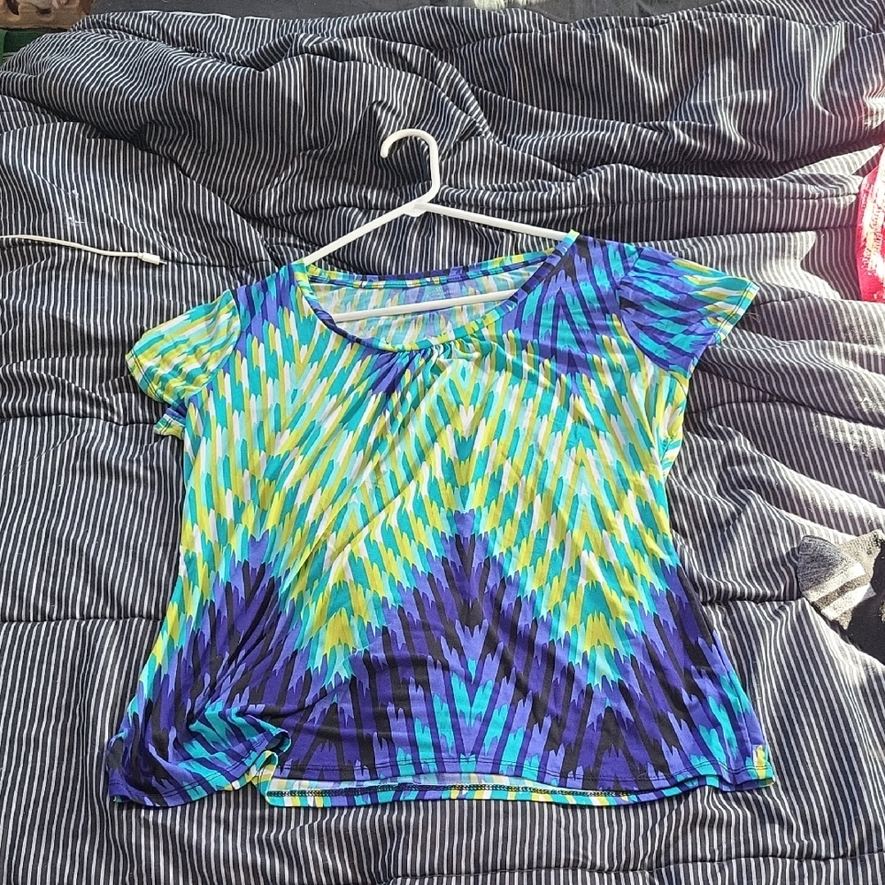 Worthington Blue and Yellow Patterned Blouse